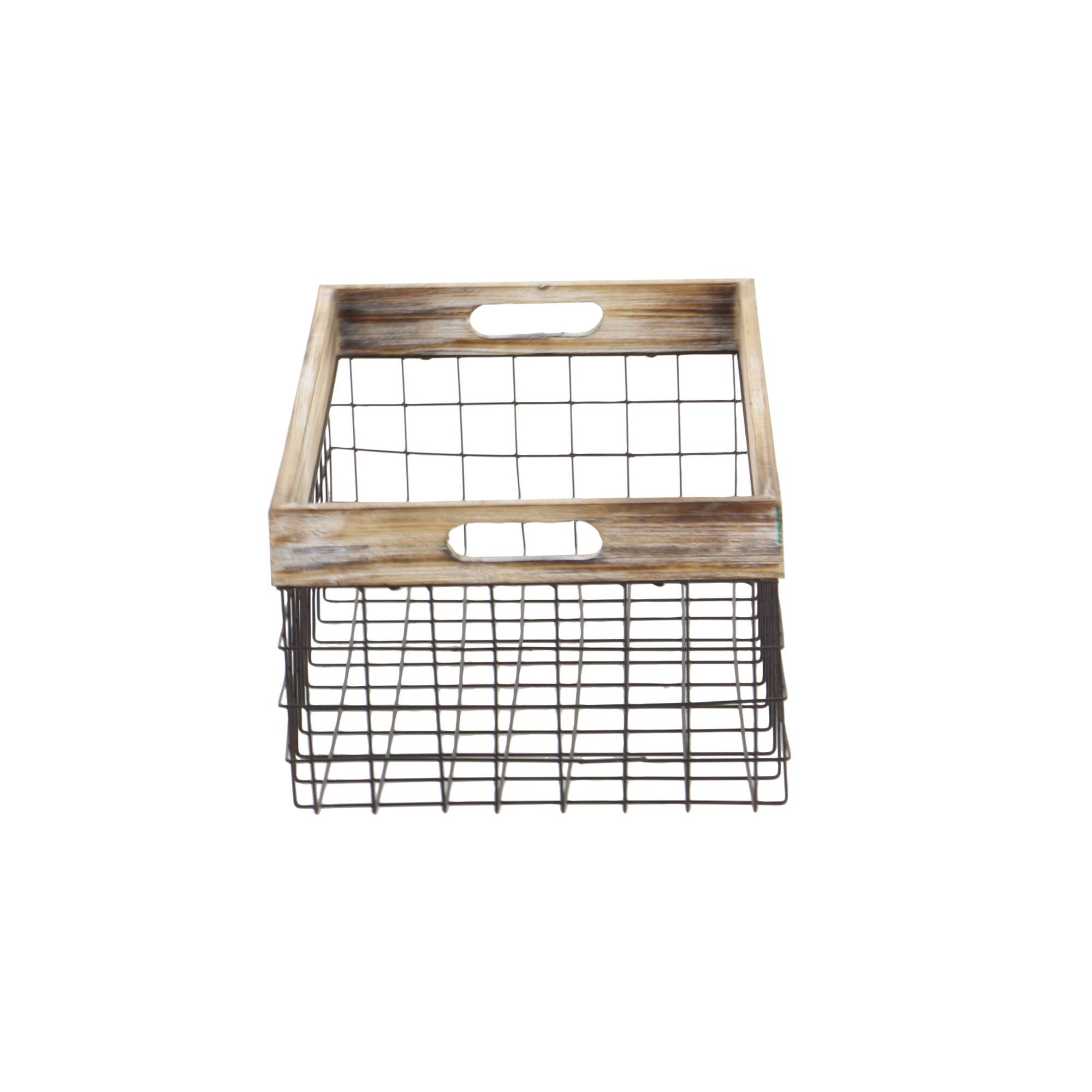Black Metal Farmhouse Storage Basket Set